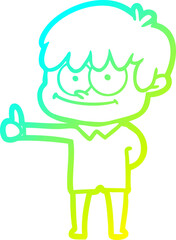 cold gradient line drawing happy cartoon man