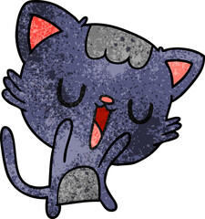 textured cartoon of cute kawaii cat