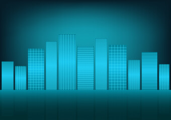 City building Background. Skyscraper. Cityscape. Hi-tech or Sci-fi City Background. Metropolis City. Vector Illustration.