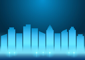 Fototapeta premium City building Background. Skyscraper. Cityscape. Hi-tech or Sci-fi City Background. Metropolis City. Vector Illustration.