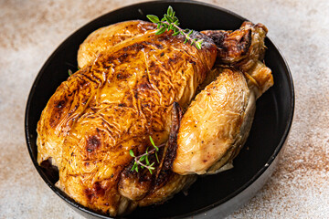 chicken baked poultry meat fresh ready to cook healthy meal food snack on the table copy space food background rustic top view