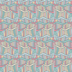 Seamless pattern with abstract wavy lines. Tribal mosaic tile. Textile rapport.