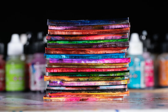 Colored epoxy resin blocks