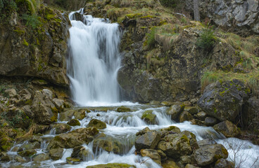 Waterfall by the river Esca, Isaba, Roncal Valley, Navarra, Spain
