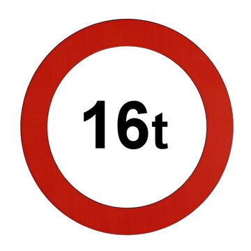 Illustration des Stra&szlig;enverkehrszeichens "Maximal zul&auml;ssiges Gesamtgewicht 16t"	