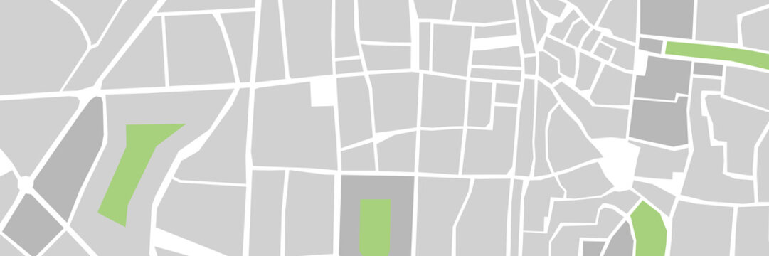 Simple plan scheme of a city map with cadastral land parcel, cadastre information, vacant plot, and road map