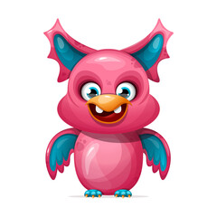 Funny monster bird with wings
