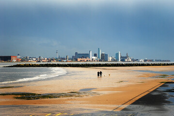 The beach at New Brighton, across the Mersey from Liverpool, England