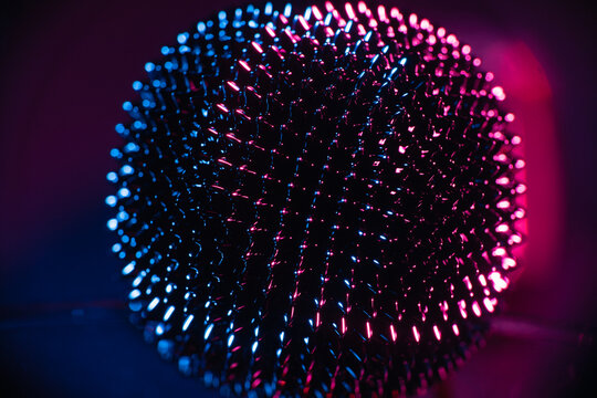 Closeup shiny ferrofluid spikes