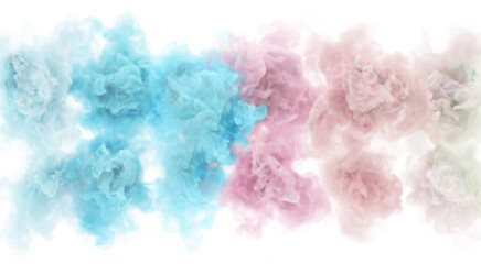 Magic pastel color puffs of smoke. Fantastic light fog texture. 3D render abstract background.