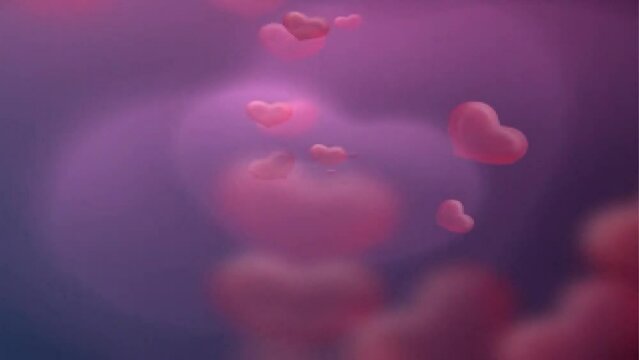 hearts abstract background and 2d animation, blurred 