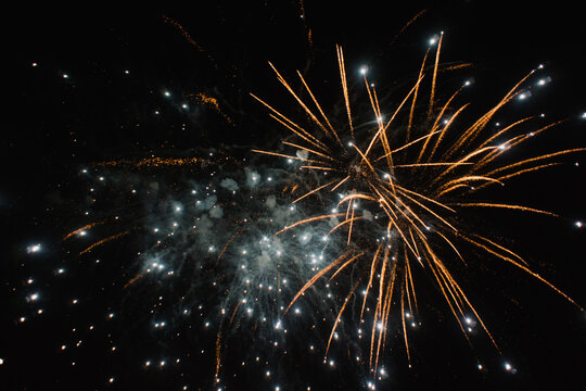 Bright fireworks on night sky - Powered by Adobe