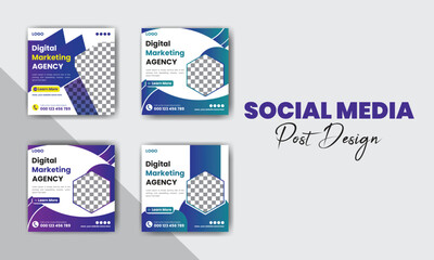 Social media square post design bundle, digital marketing, creative promotional template