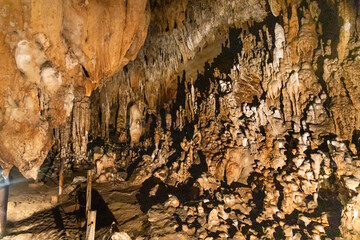 Tham Nam Lod caves in Mae Hong Son province Thailand offers beautiful stalagmite and stalactite...