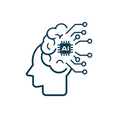 Artificial intelligence head icon vector, AI icon vector design, used in Ai Concepts, artificial intelligence icon