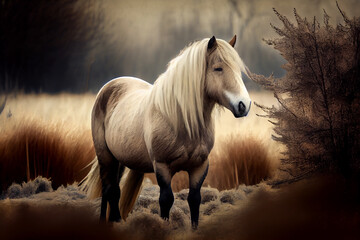 horse in the nature - generative ai - obrazy, fototapety, plakaty