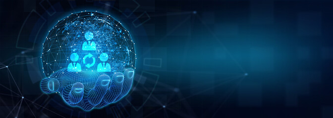 Business, Technology, Internet and network concept. Human Resources HR management recruitment employment headhunting concept. 3d illustration