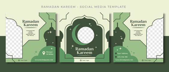 green ramadan islamic social media post template design, event promotion banner vector