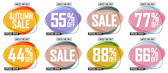 Sale banners design template, set discount tags, great promotion, vector illustration