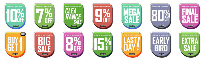 Sale banners design template, set discount tags, great promotion, vector illustration