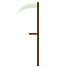 Grass scythe icon. Garden tool. Vector flat illustration