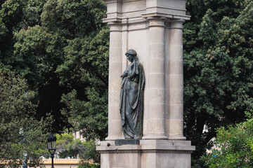 Feminine Bronze Sculpture in Catalonia Square, Barcelona, Spain