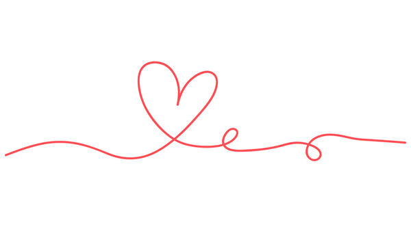 heart line. Continuous line drawing.Vector Illustration for heart, love, valentine, wedding. one line art style isolated on white background.Minimalism hand drawn style. decoration