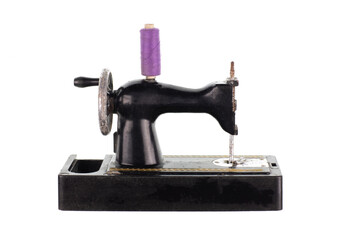 vintage retro sewing machine isolated on white background