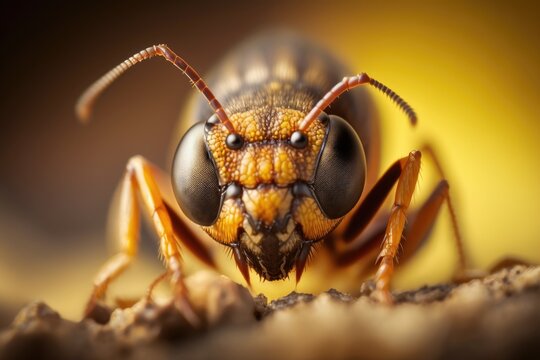 Animal macro close up photography of a small ant. Generative AI