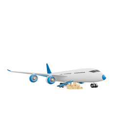 3d illustration. .Airplane and parcel delivery