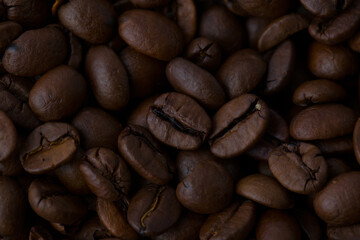 Roasted coffee beans background abstract