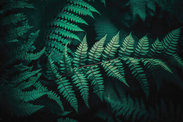 Fototapeta na wymiar Green fern background, wallpaper, generative ai