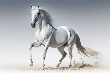 Obraz na płótnie Canvas Beautiful white Arabian horse on a white background. Generative AI