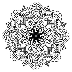 Circular pattern in form of mandala for Henna, Mending, tattoo, decoration. Decorative ornament in ethnic oriental style. Coloring book page.