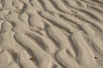 Tide marks in the sand on the beach