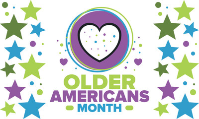 Older Americans Month. Celebrated in May in the United States. National Month of observance for Older Americans. Poster, card, banner and background. Vector illustration