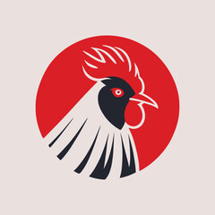 minimalist rooster logo design vector