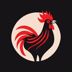 minimalist rooster logo design vector