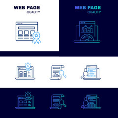 Website quality.  Web page quality assurance. Website optimization. Page optimization. Site quality. Trendy gradient-style icon illustration.