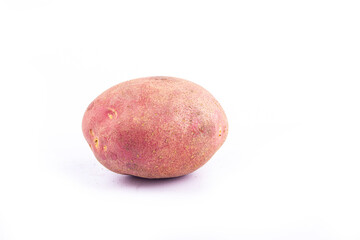 Red potatoes on white background
