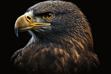 black background with an eagle. Generative AI