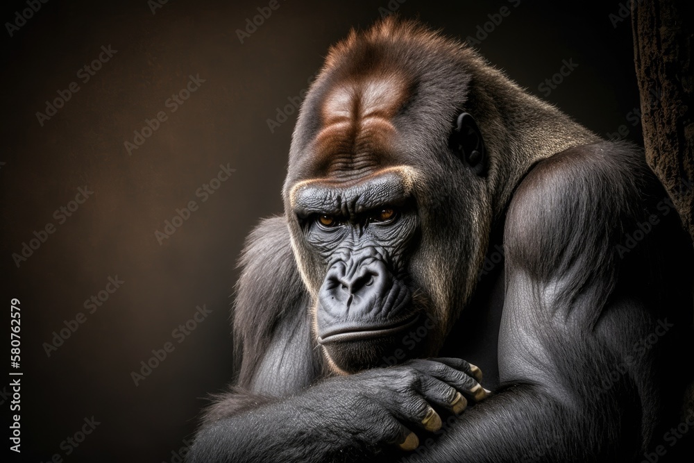 Wall mural A grumpy gorilla. Generative AI