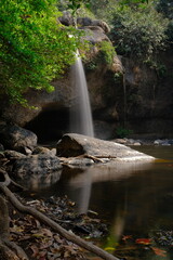 Haew Suwat Waterfall is naturally beautiful in the big forest.