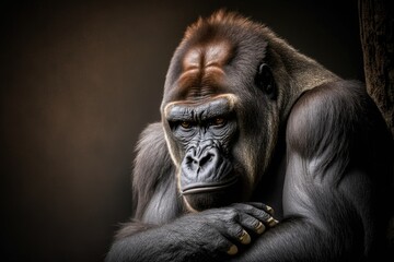 Obraz premium A grumpy gorilla. Generative AI