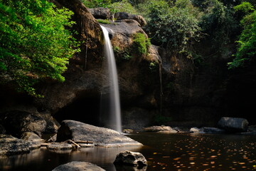 Haew Suwat Waterfall is naturally beautiful in the big forest.