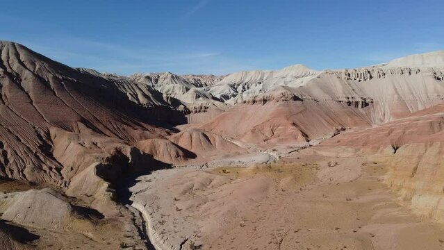 Multicolored Aktau mountains in the Altyn Emel National Park. Kazakhstan landscape