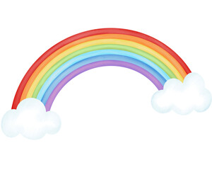 cute rainbow cartoon over cloud illustration drawing