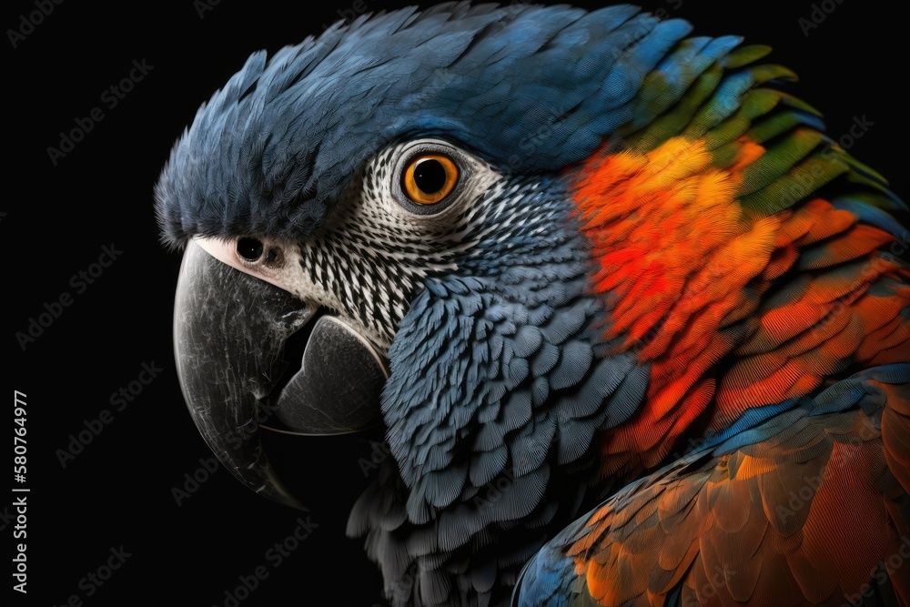 Poster close up portrait of a colorful parrot, parrot portrait, parrot wallpaper image 1920x1080 size. gene