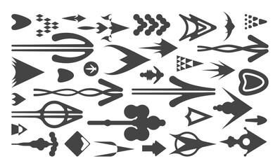 Y2k arrow vector set. Retro futurism arrows. retro futuristic fantasy icon symbols design. 