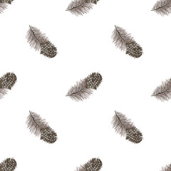 Vector Easter pattern with quail feathers